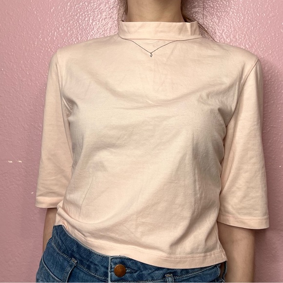 ASOS Light Pink Turtleneck Crop Top With A 3/4 Sleeve - Picture 5 of 11